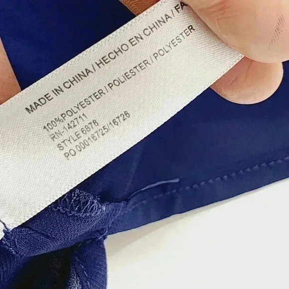 Eloquii Chiffon Long sleeve Blouse 16 V neck Navy Blue - Picture 6 of 7